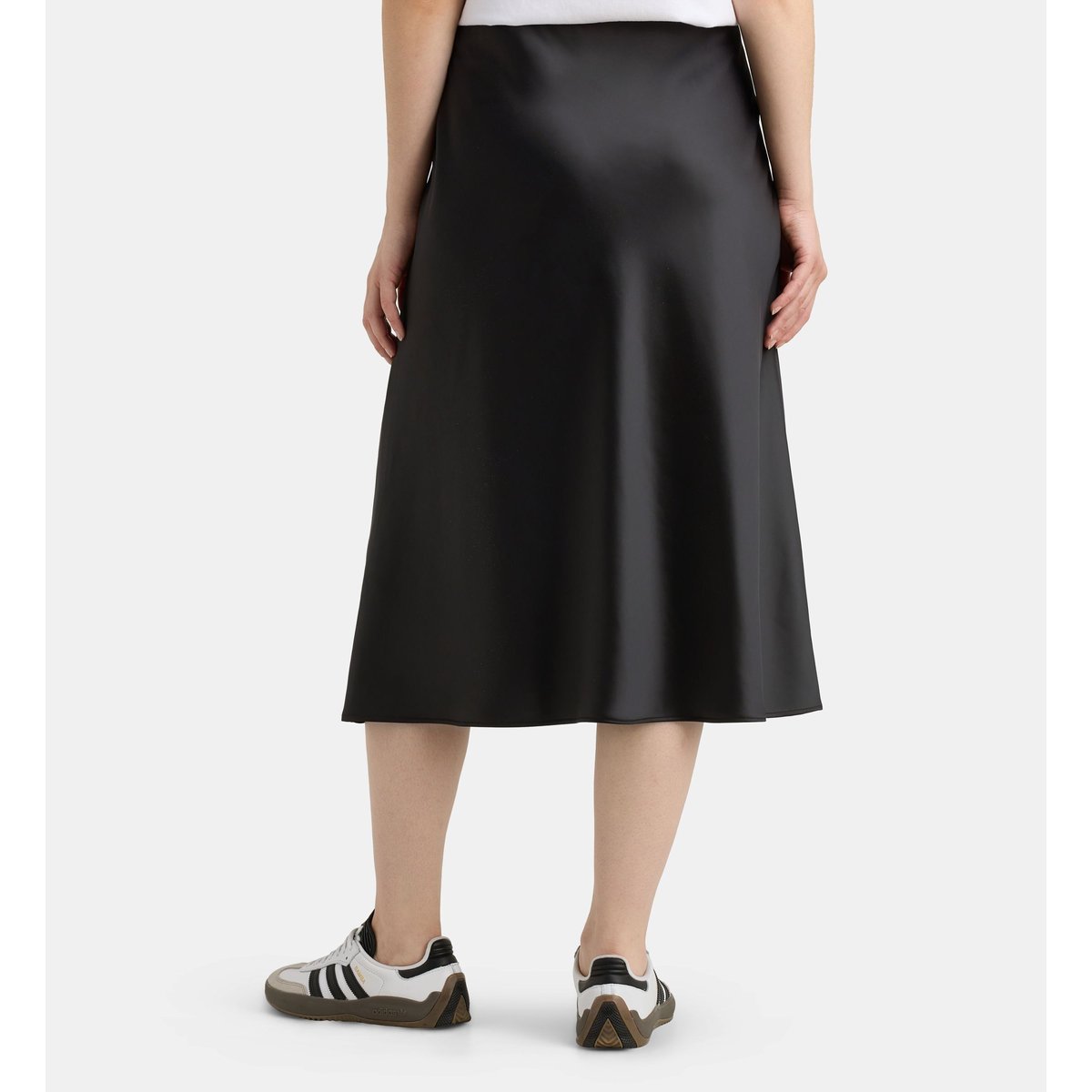 Jupe midi turin fluide satinée noir, GALERIES LAFAYETTE