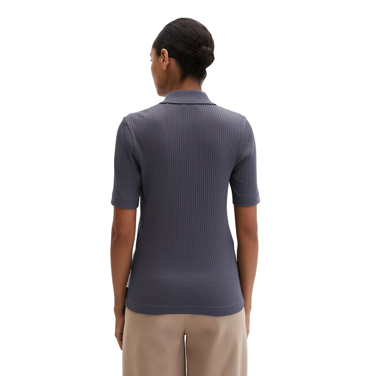 Polo à côtes slim avec TENCEL™ Modal gris foncé, MARC O'POLO
