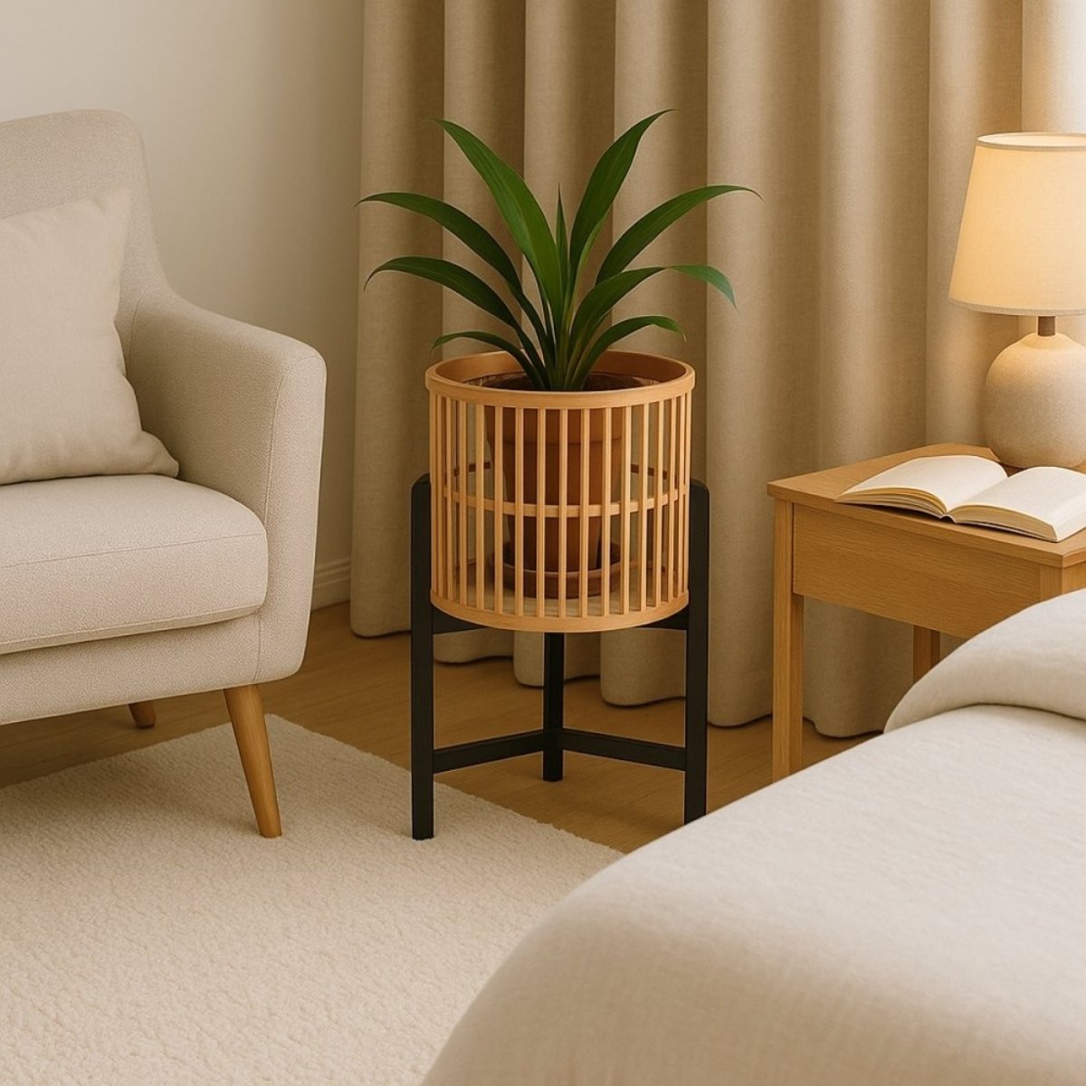 Cache-pot en bambou 48cm naturel, ORNAMI