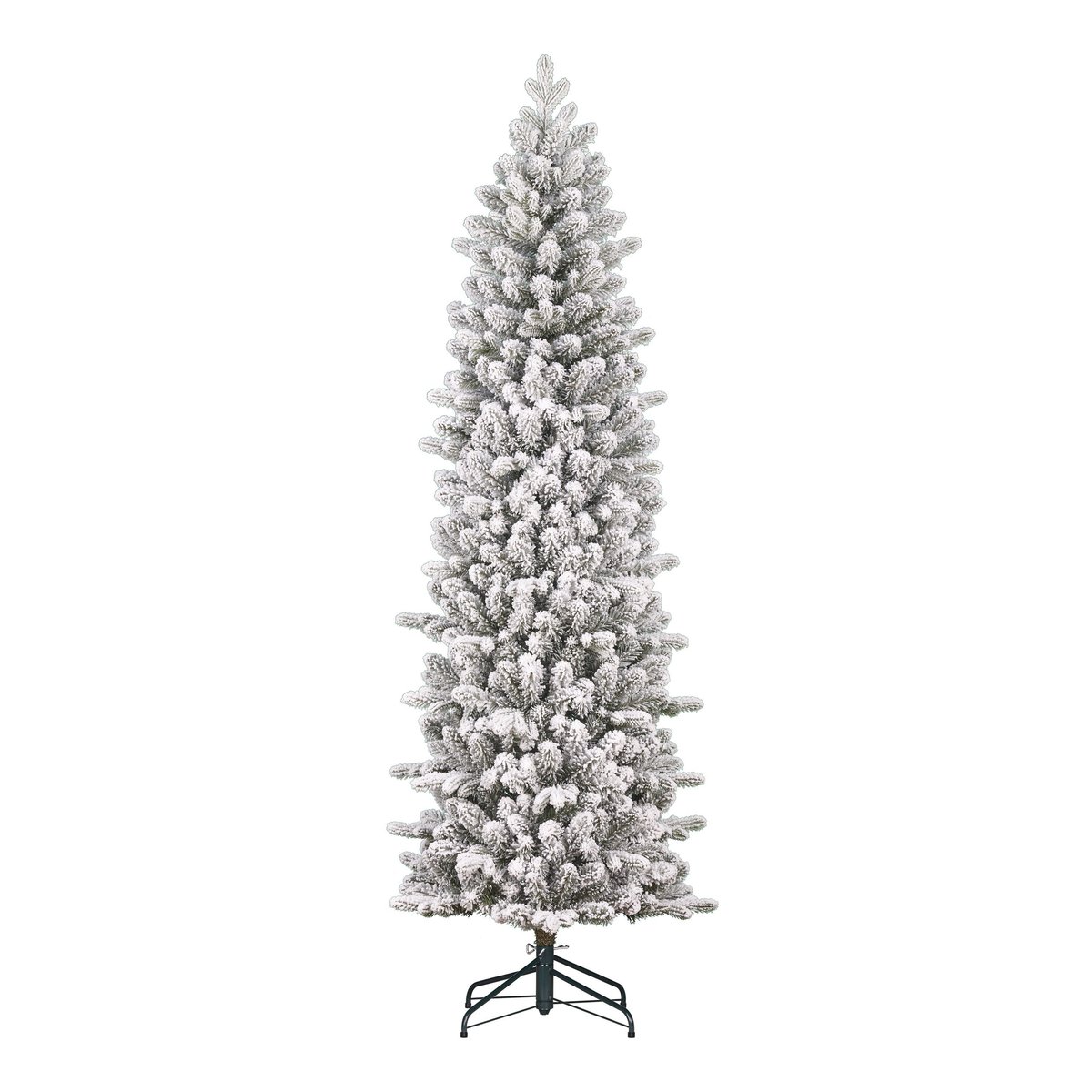 Sapin de Noël artificiel étroit et enneigé H260 cm HARMA vert, BLACK BOX TREES