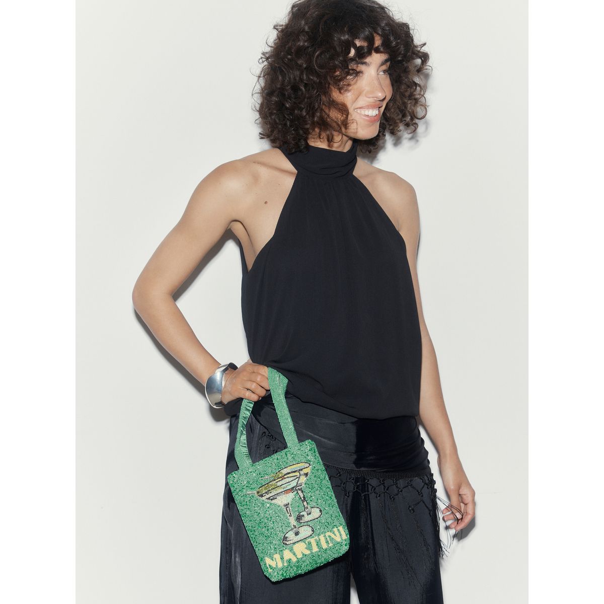 Sac à main avec ornements martini vert, NEXT