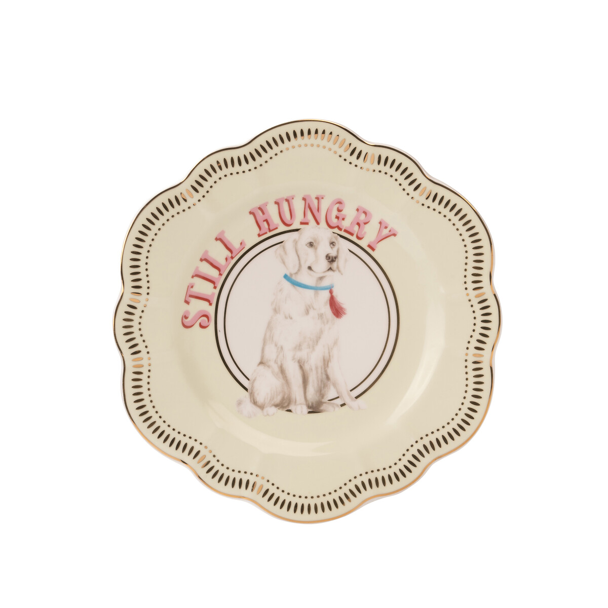 23cm Labrador "Still Hungry" Flower Plate green, YVONNE ELLEN