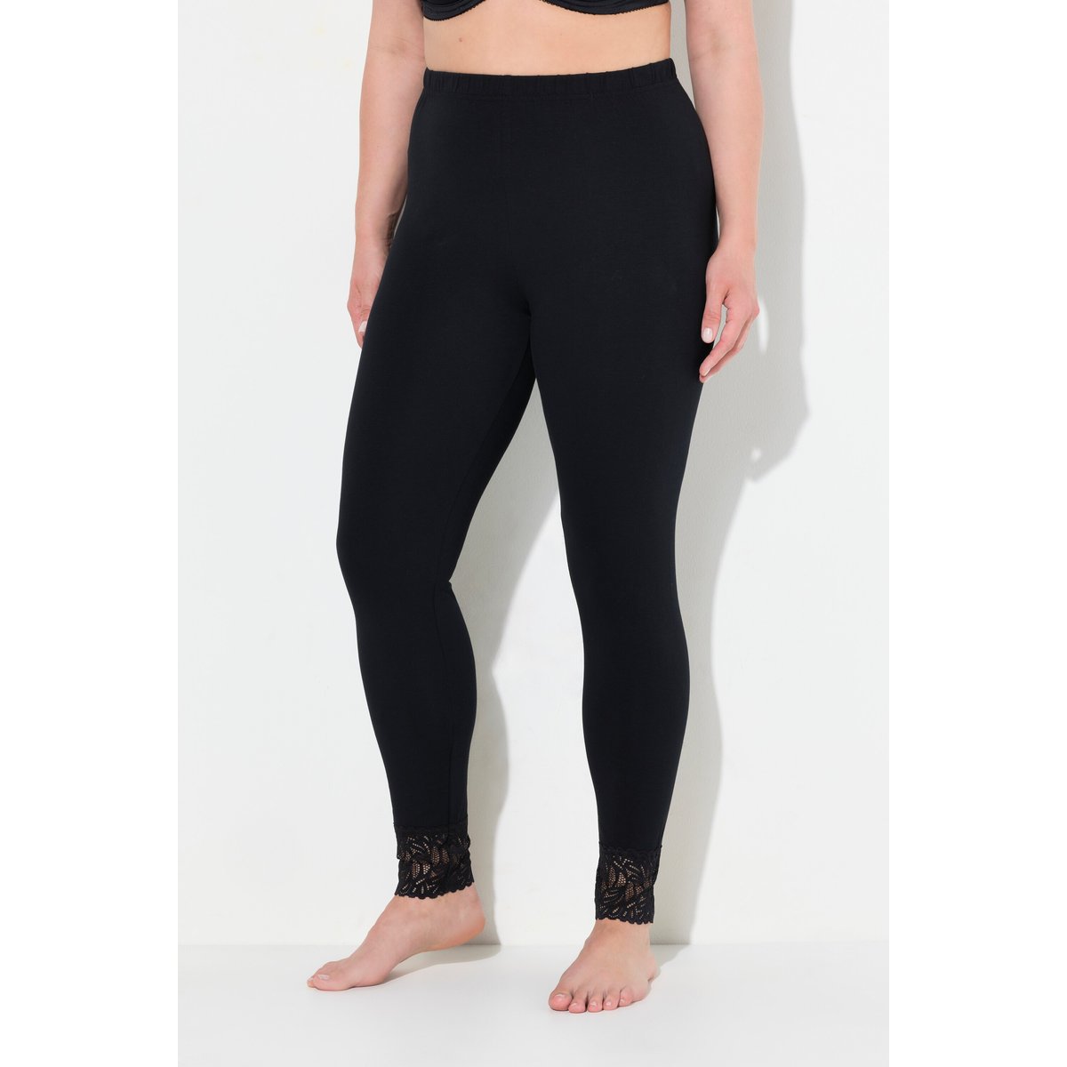 Legging, bas de jambe en dentelle noir, ULLA POPKEN