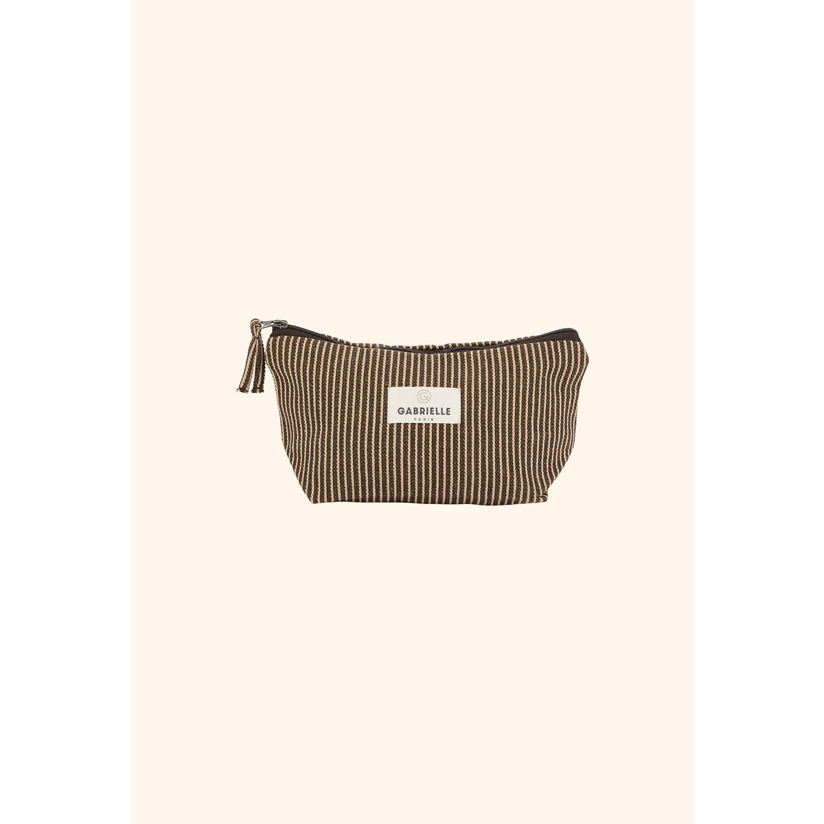 Trousse de beauté en coton, RAYURES café, GABRIELLE PARIS