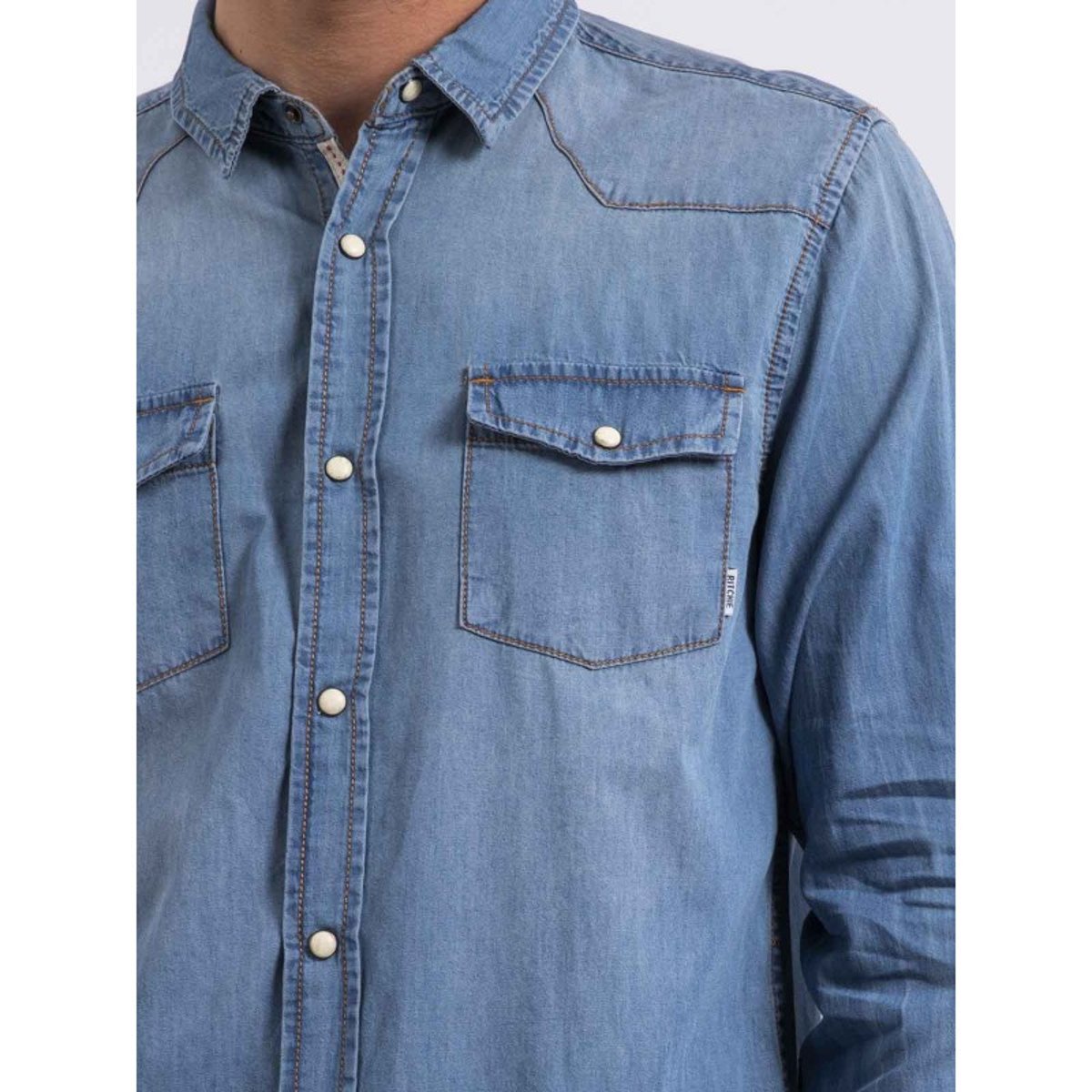 Chemise Manches Longues Effet Denim Derko bleu, RITCHIE