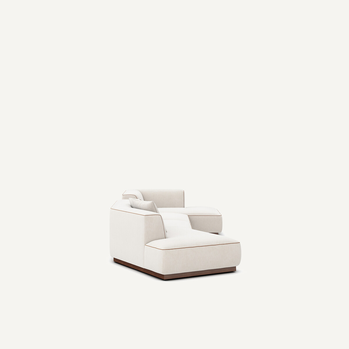 Canapé d'angle droit ouvert avec repose-pieds en velours chenillé, JACOPO blanc, AM.PM