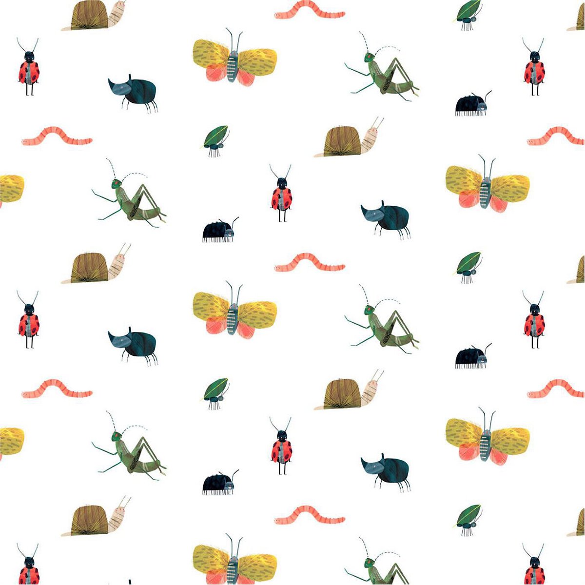 50x1000cm Garden Friends Wallpaper poppy/ochre/leaf, HARLEQUIN