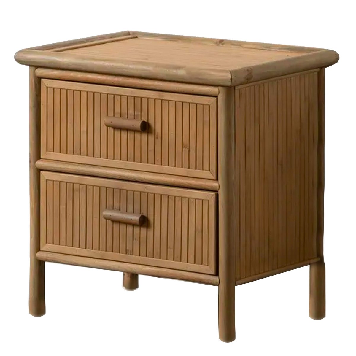 Table de chevet en bambou 2 tiroirs 48x36x49cm bois, WADIGA