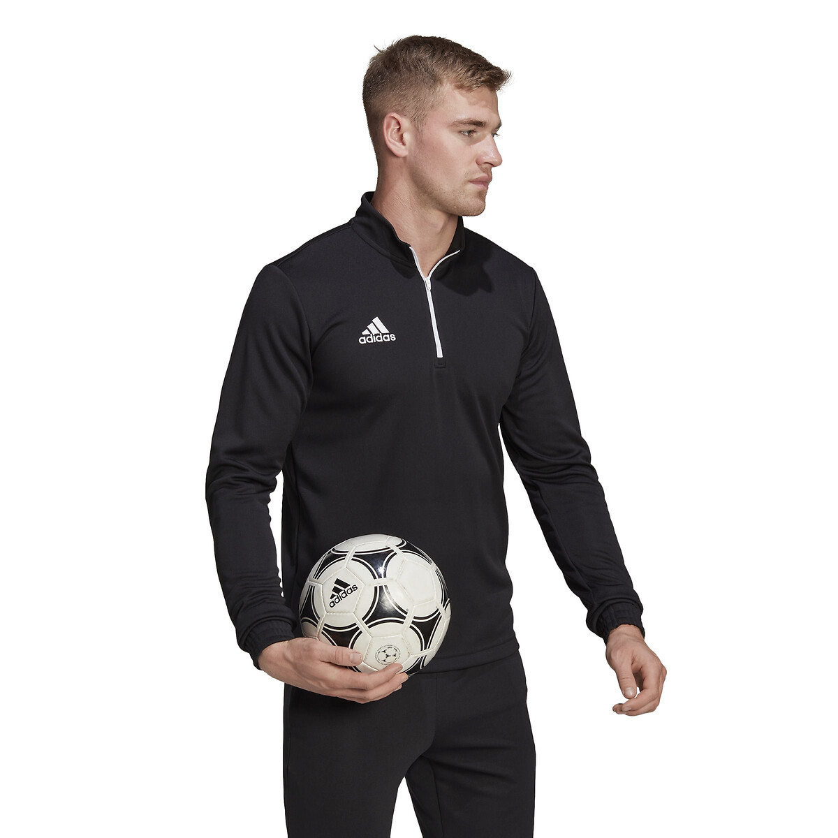 Sweat 1/4 zippé d'entrainement football noir, adidas Performance
