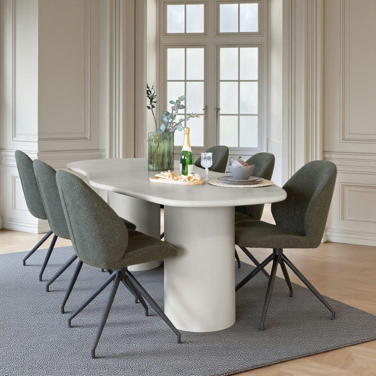 Table à manger moderne grise - organique, 240 cm ALBERTA gris clair, PIER IMPORT