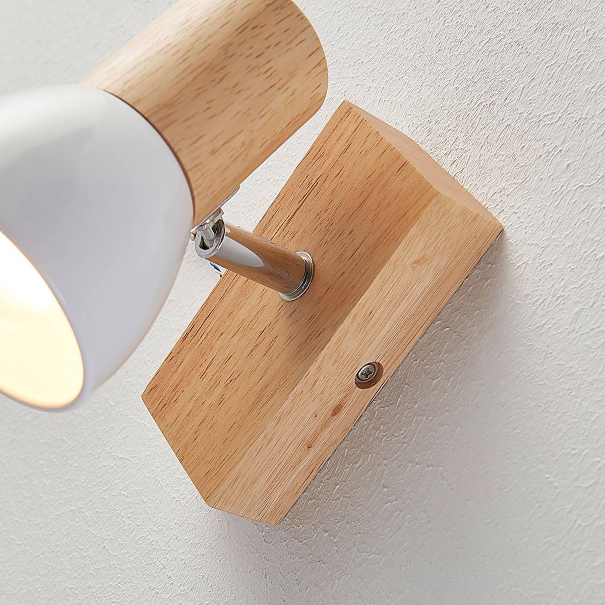 Applique en bois scandinave, Thorin bois clair, blanc, LINDBY
