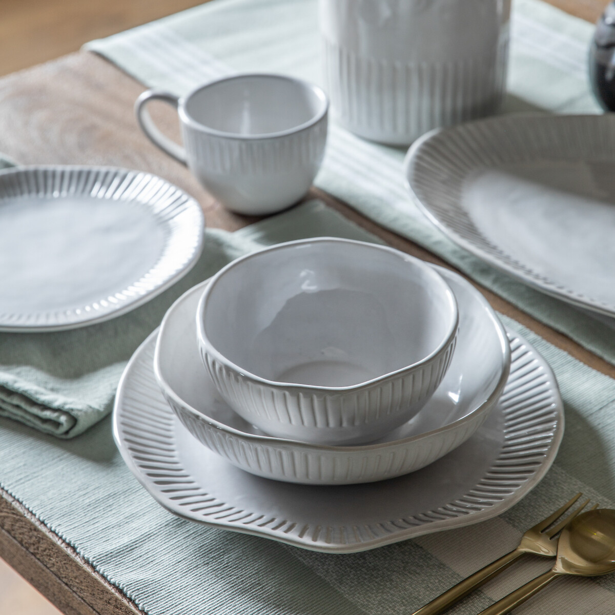 Set of 4 Harville Ridged Bowls cream, ÉDITÉ