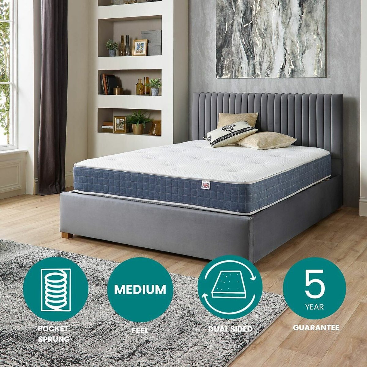 Cashmere Duo Season Pocket+ Mattress white, ASPIRE