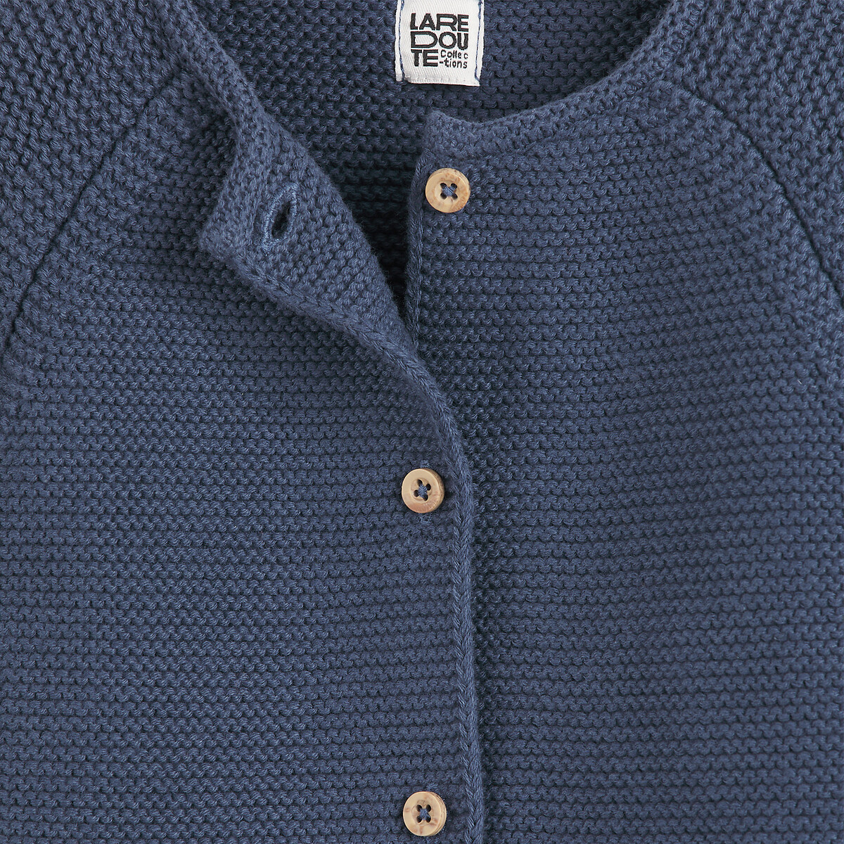 Gilet boutonné en point mousse marine, LA REDOUTE COLLECTIONS