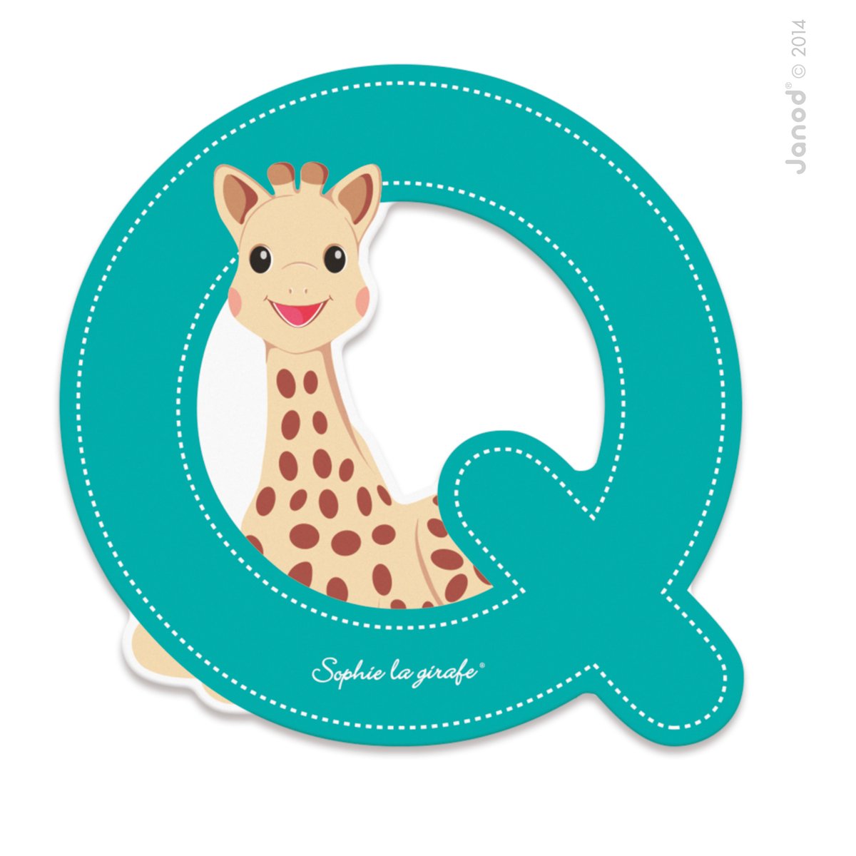 Lettre Q Sophie la Girafe vert, JANOD