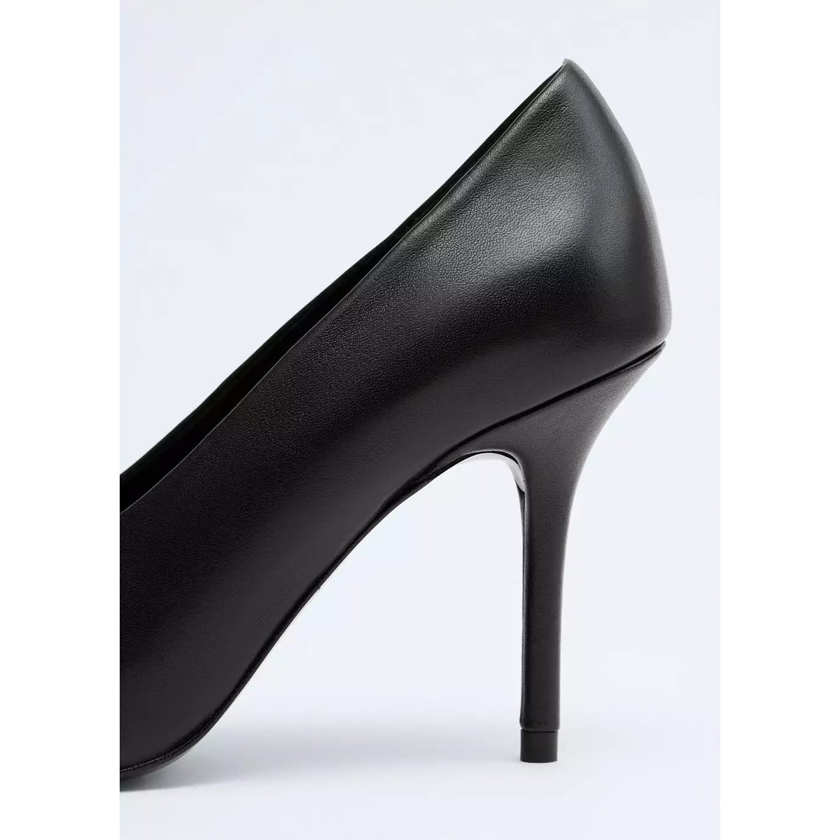 Chaussures talon cuir pointues noir, MANGO
