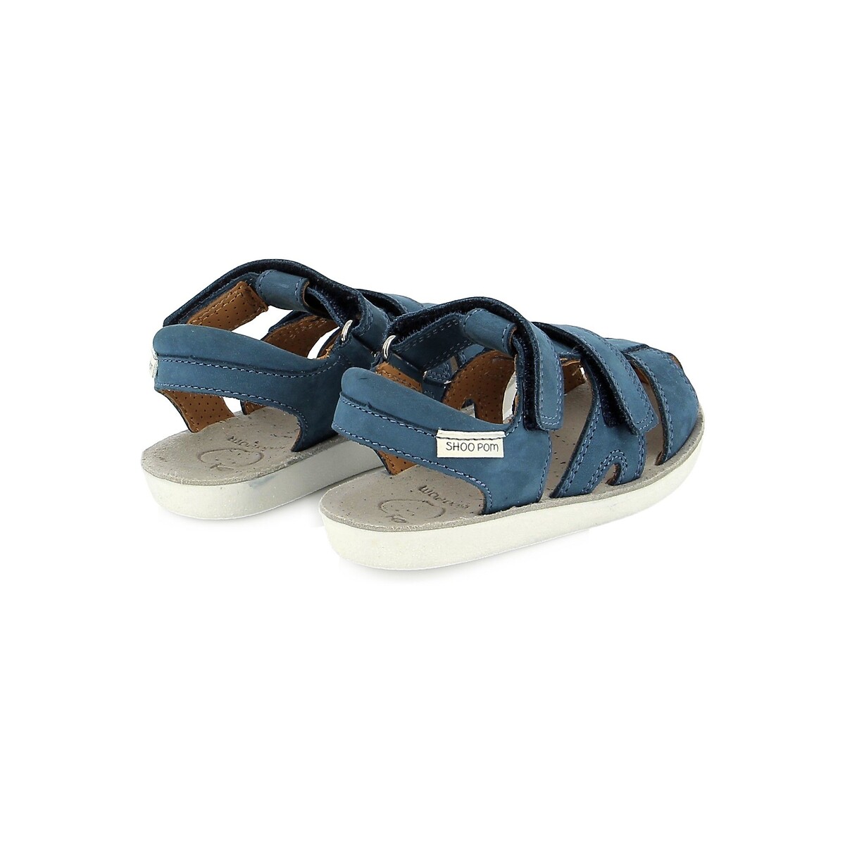 Sandales en cuir GOA NEW à scratch bleu, SHOO POM