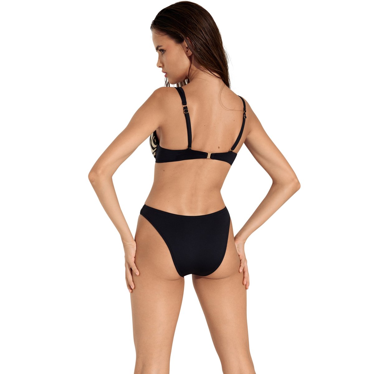 Bas maillot slip de bain bikini échancré taille basse Iceland noir, LISCA