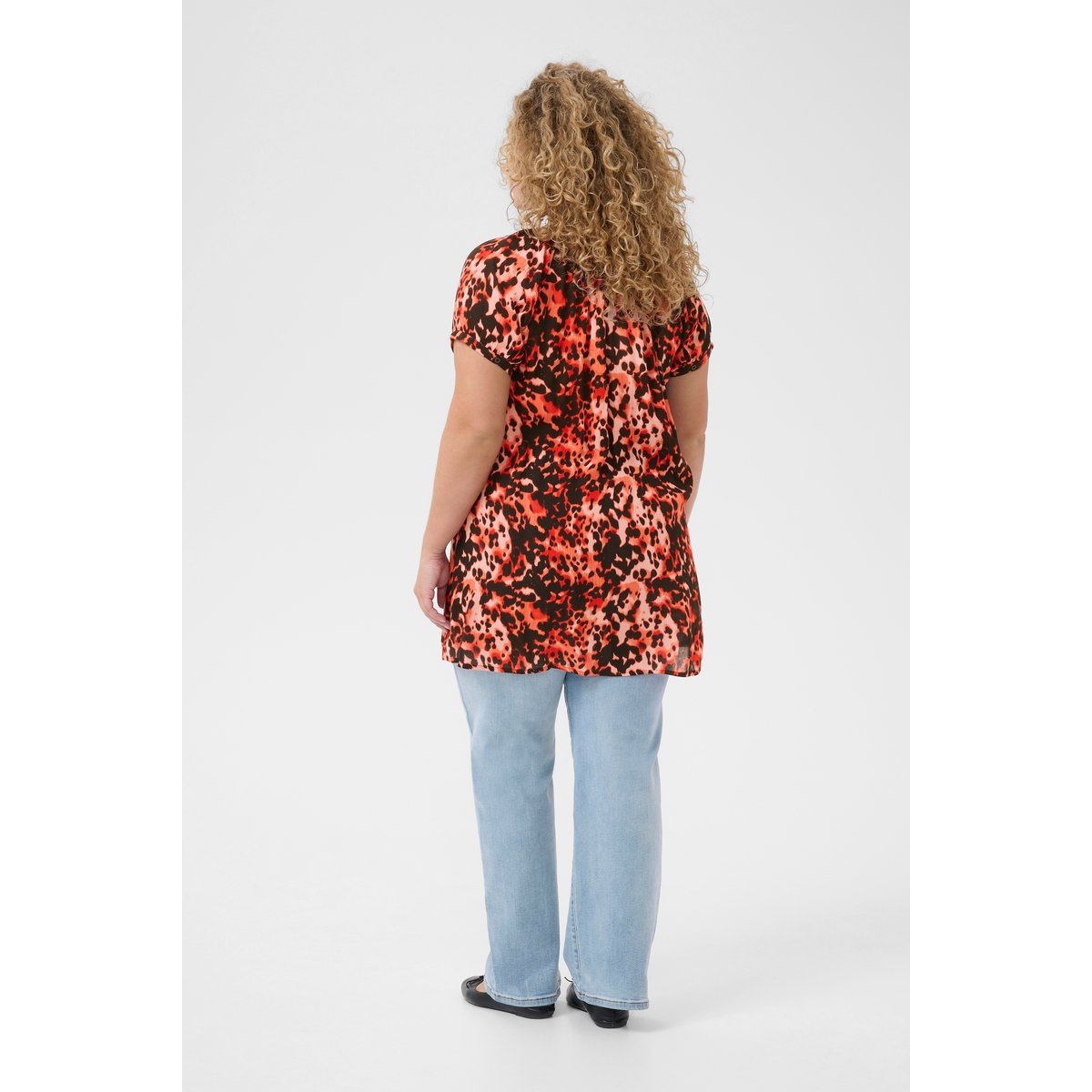 Tunic rouge grenadine leopard print, KAFFE CURVE