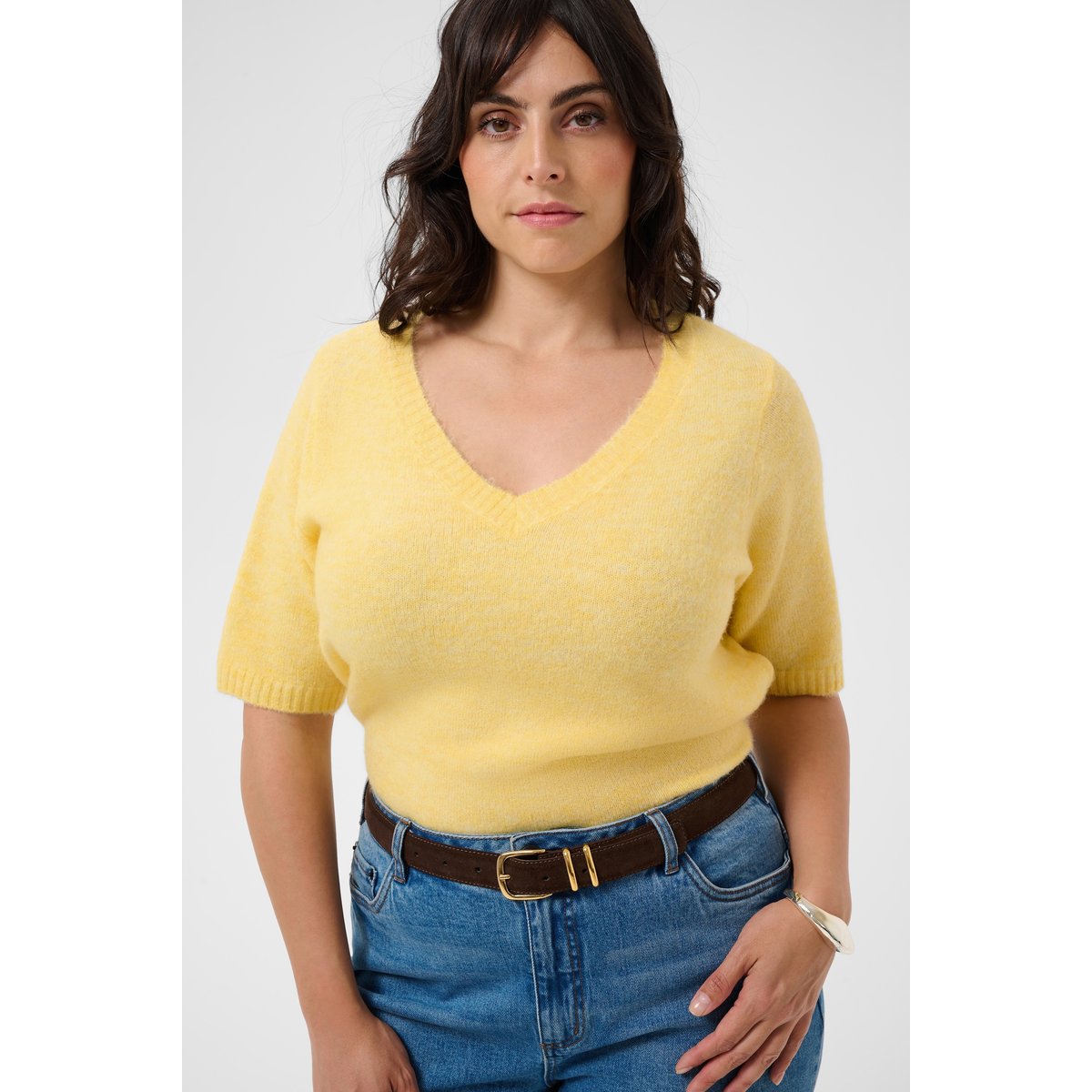 Pullover tricoté jaune sunlight, KAFFE CURVE