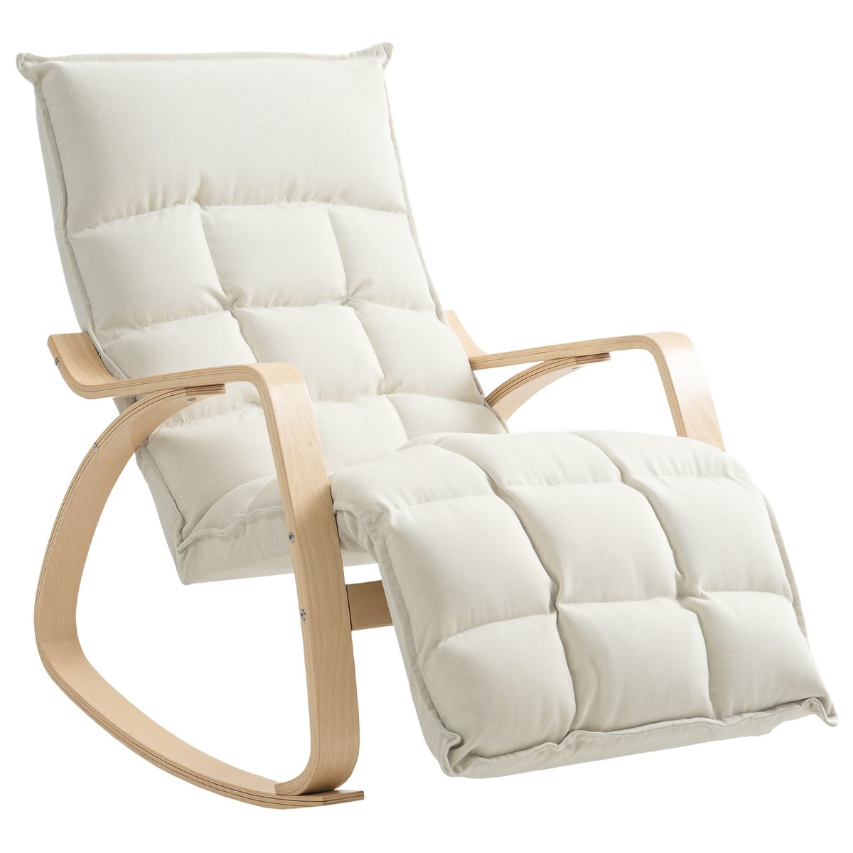 Fauteuil à bascule Lin (100% polyester) Blanc crème, HOMCOM
