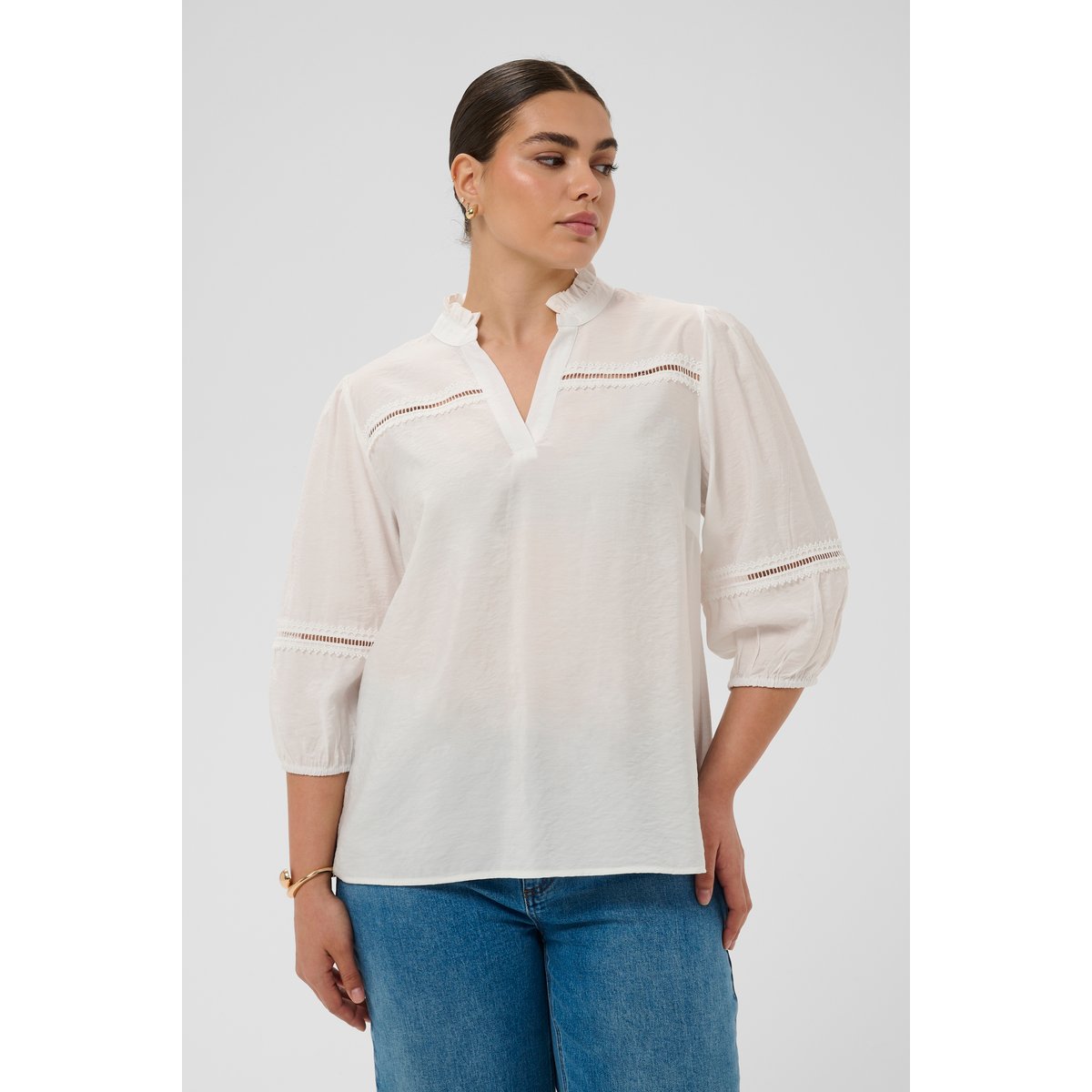 Blouse à manches longues blanc chalk, KAFFE CURVE