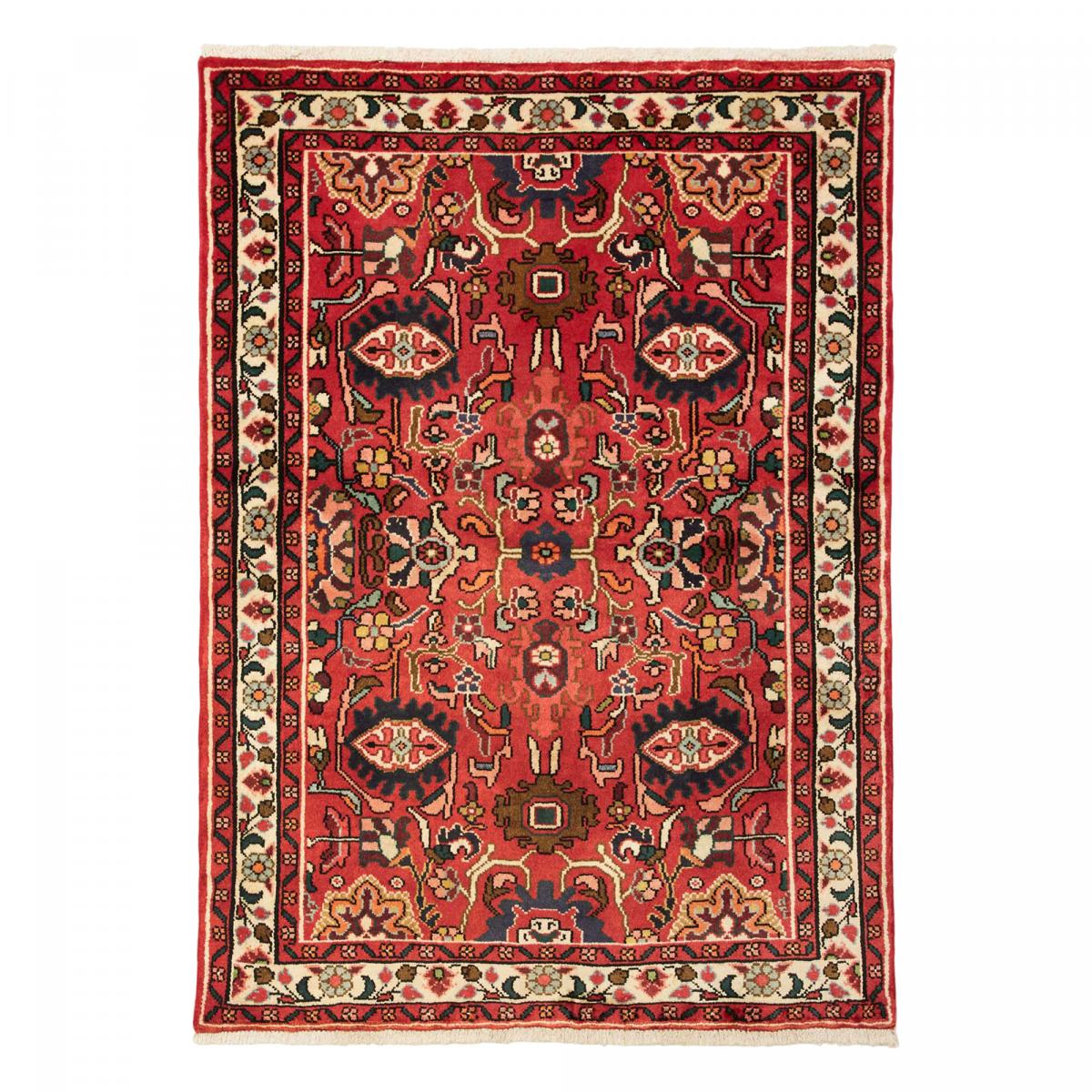 Tapis d'orient oriental, noué main en laine, HAMADAN 45 rouge, bleu, crème, UN AMOUR DE TAPIS