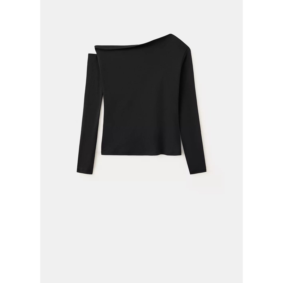 T-shirt coton à décolleté asymétrique noir, MANGO TEEN