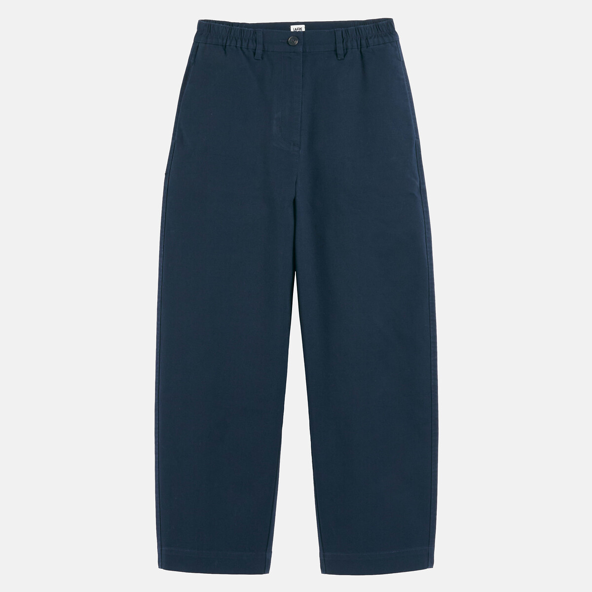 Stretch Cotton High Waist Wide Leg Barrel Trousers navy blue, LA REDOUTE COLLECTIONS
