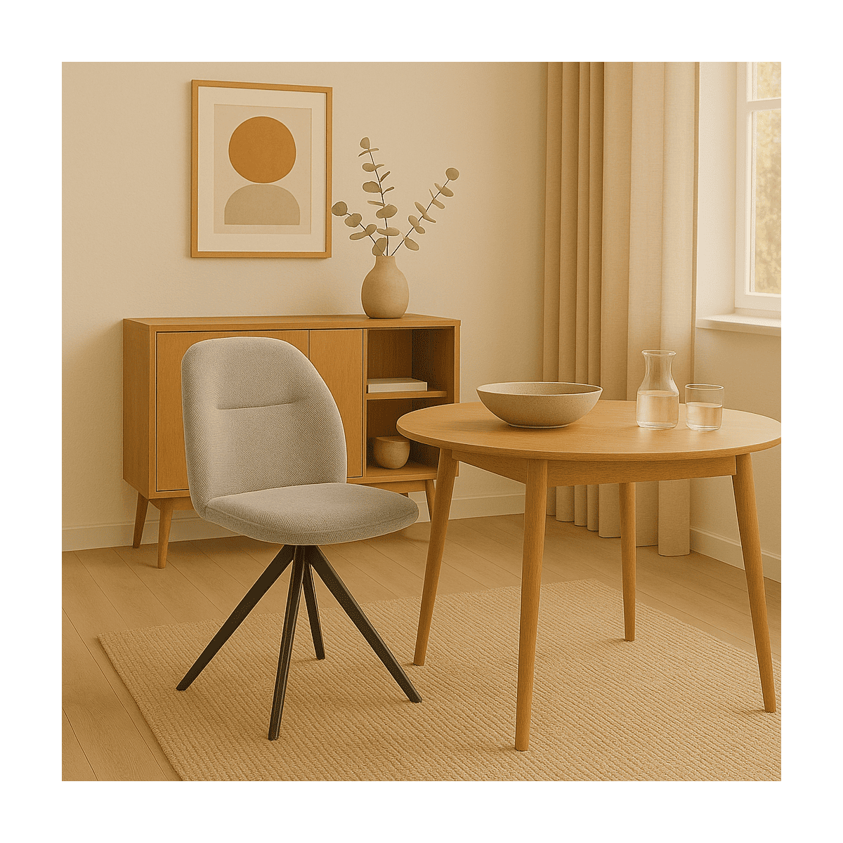 Lot de 2 chaises pivotantes en tissu avec pieds en métal noir L47 cm - TAMARA gris clair, CALICOSY