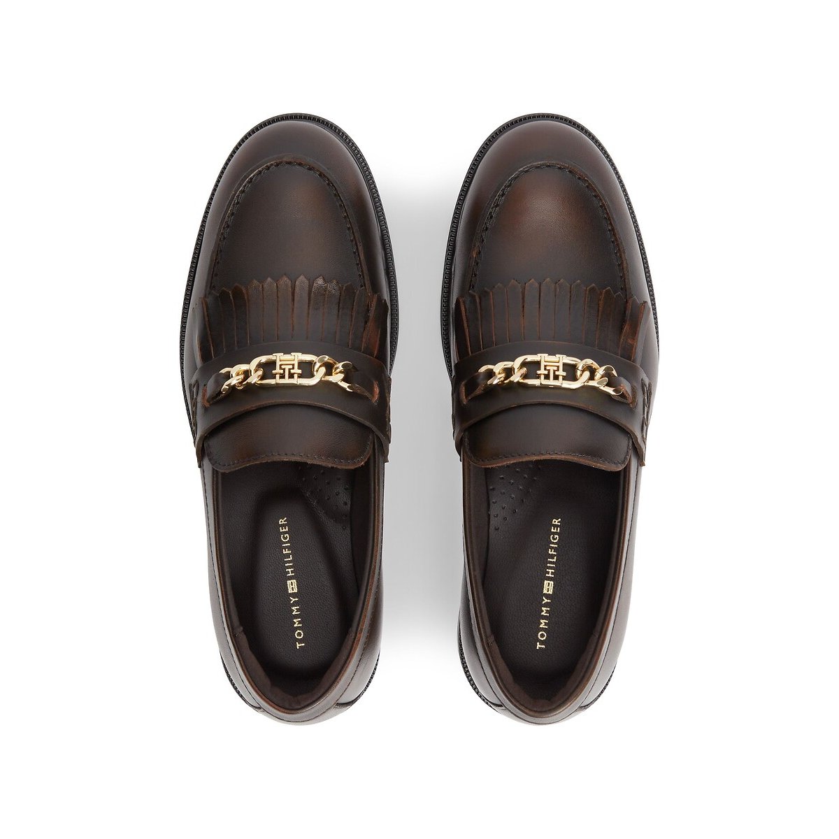 Mocassini in pelle con frange marrone scuro, TOMMY HILFIGER