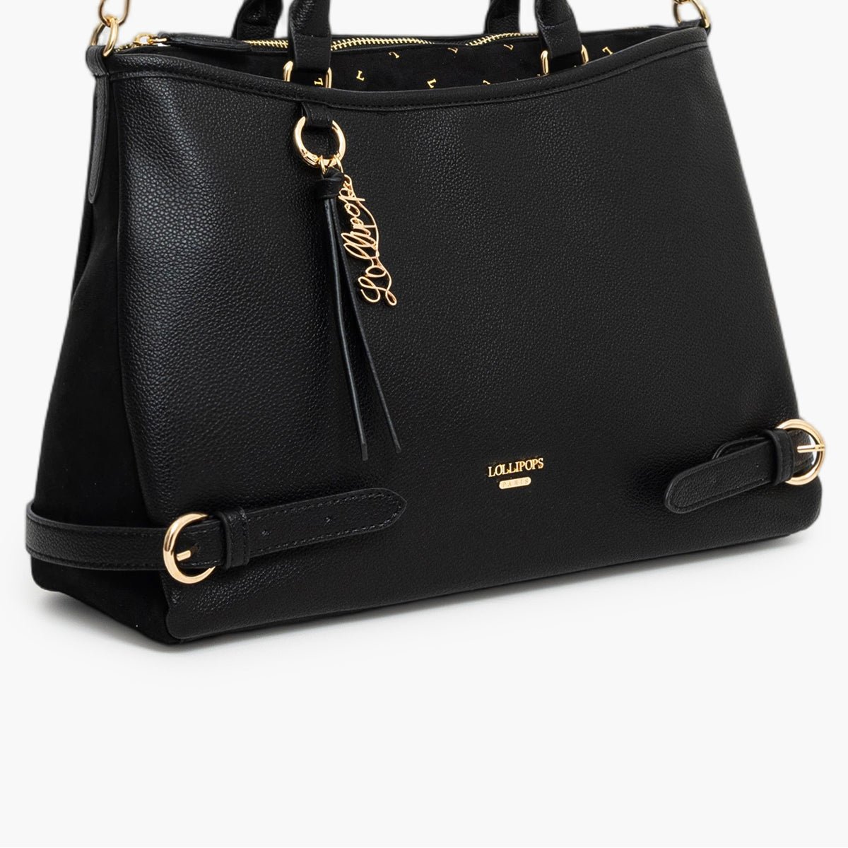 Grand sac shopper Tobi noir,doré, LOLLIPOPS