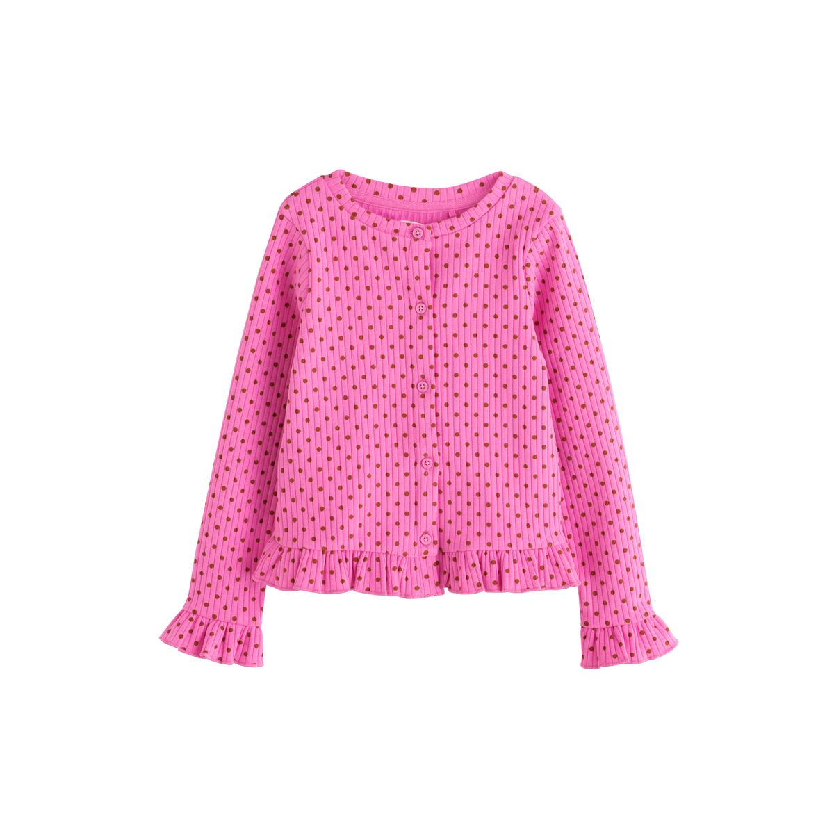Cardigan à manches longues et volants pois roses, NEXT