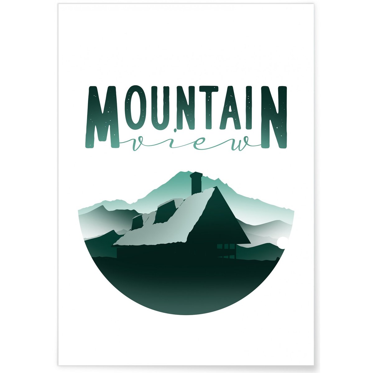 Poster Mountain View blanc, L'AFFICHERIE