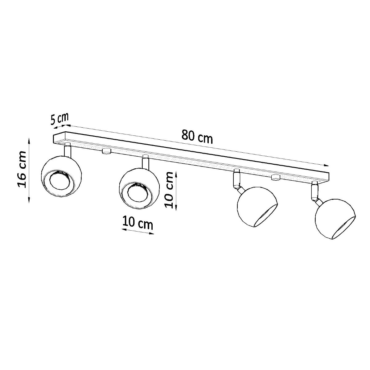 Plafonnier Acier Blanc GU10 4 Oculare Line blanc, EDEN