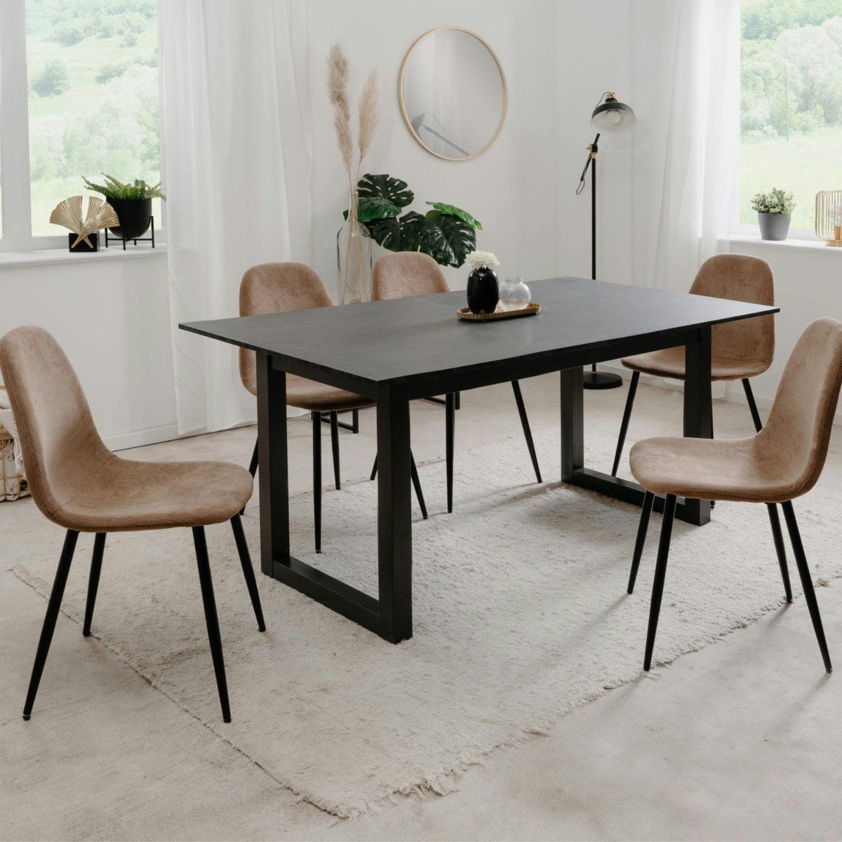 Table à manger extensible effet ardoise 160-200 cm ALVA anthracite, PIER IMPORT