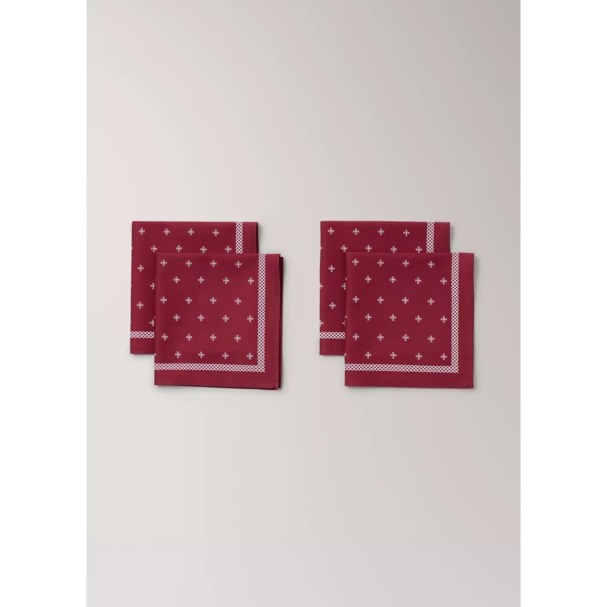 Serviette imprimée en coton rouge, MANGO HOME