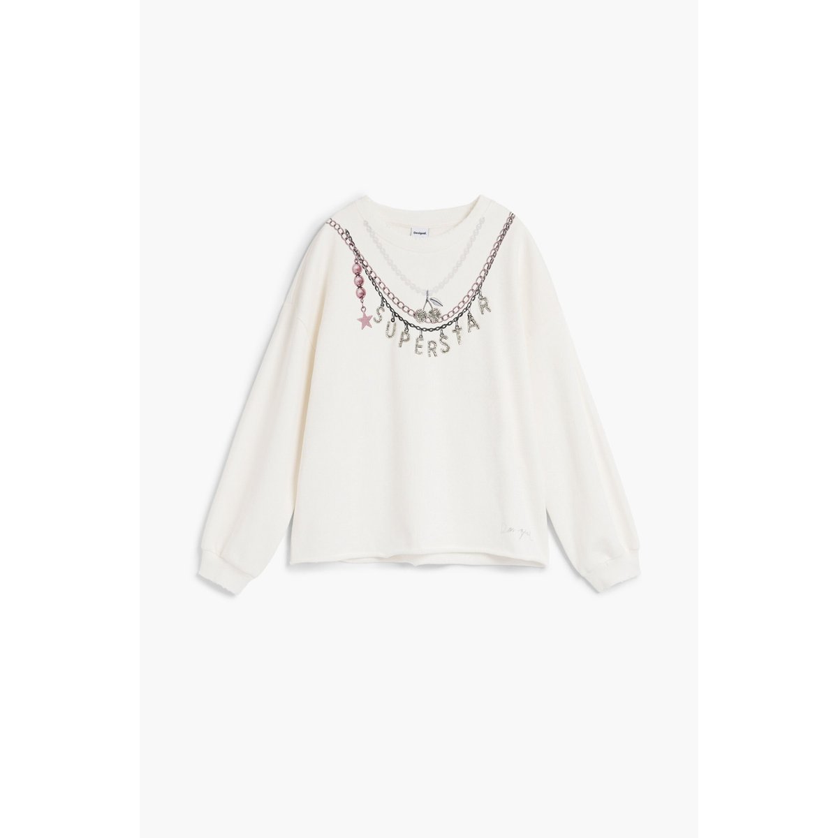 Sweat-shirt imprimé chaîne blanc, DESIGUAL