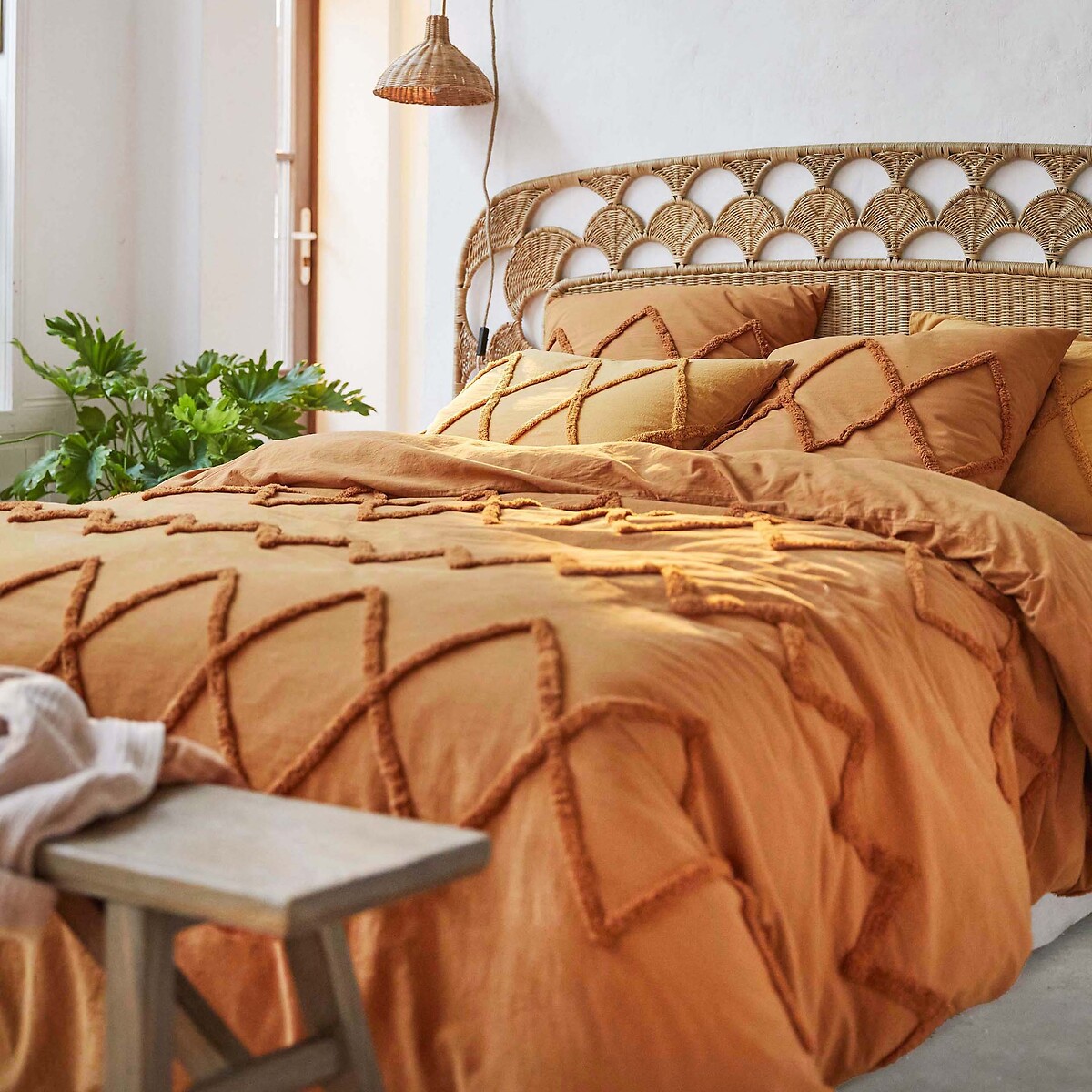Assa Plain Cotton Fitted Sheet For Deep Mattresses (30cm) caramel , LA REDOUTE INTERIEURS