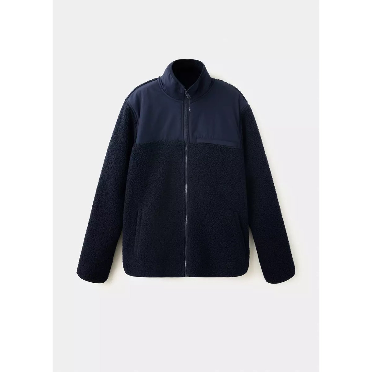 Veste en tissu polaire combiné bleu marine, MANGO TEEN