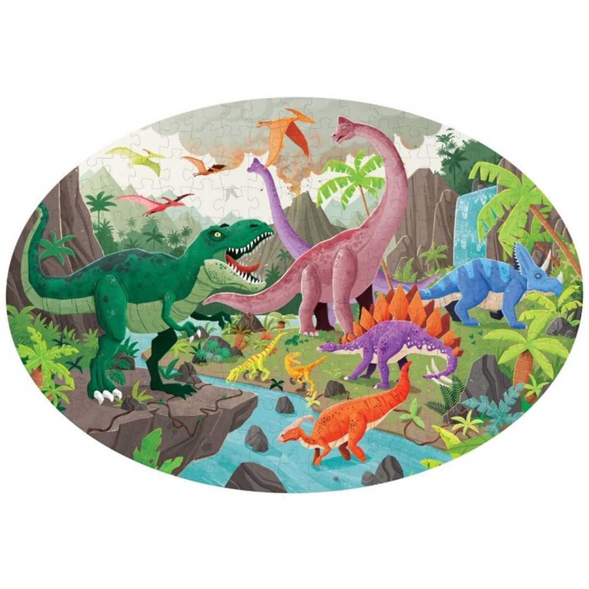 Puzzle & Livre - Voyagez, découvrez, explorez, Les dinosaures vert, SASSI