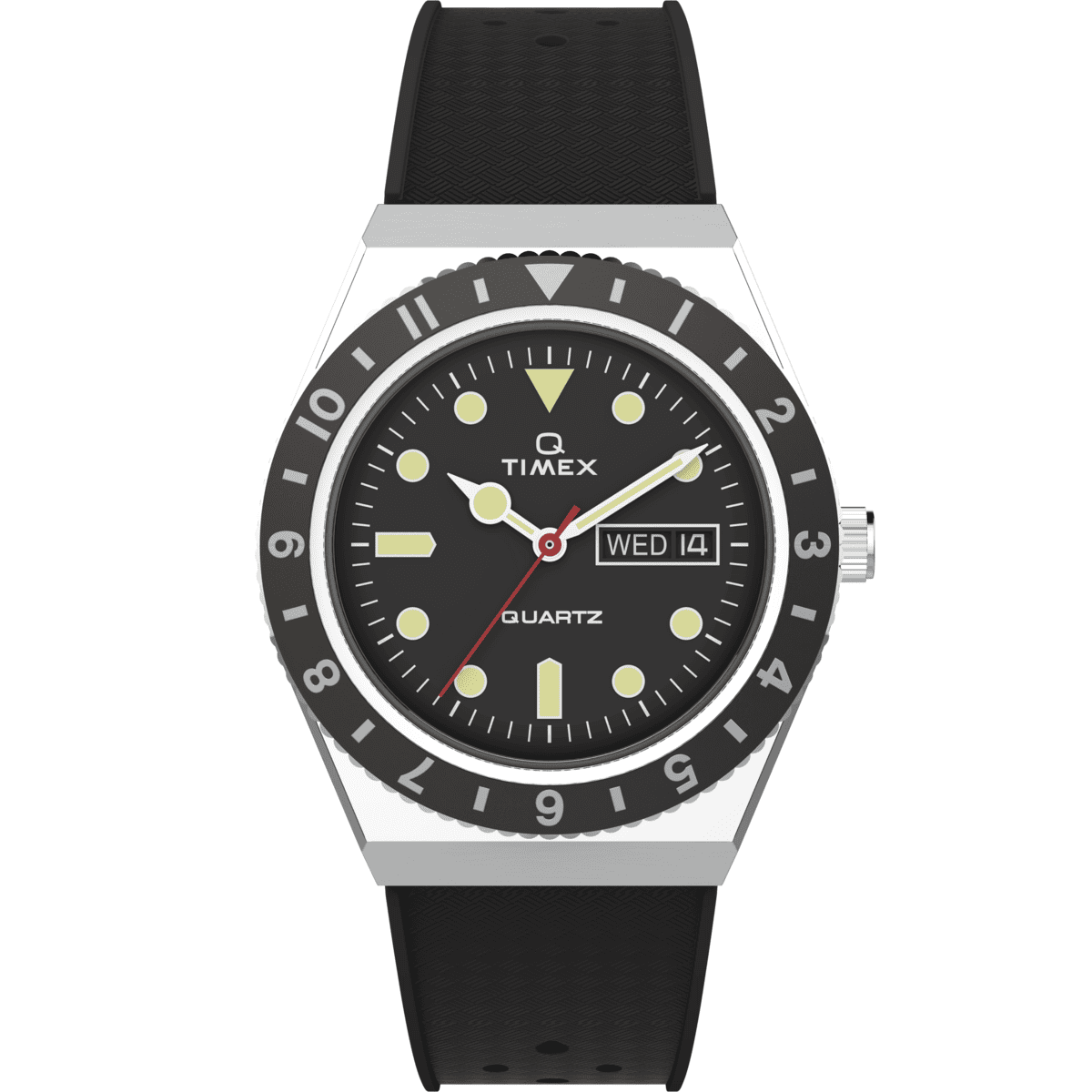 Montre Analogique  Q TIMEX argenté bleu foncé noir, TIMEX