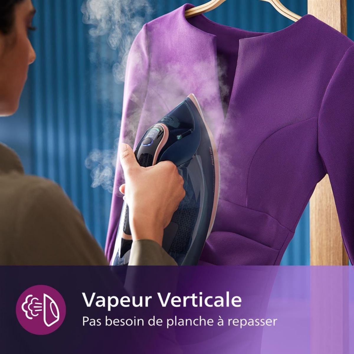 Fer à repasser DST8050/20​ fer à vapeur Série 8000 Bleu foncé/doré, 3000W couleur unique, PHILIPS