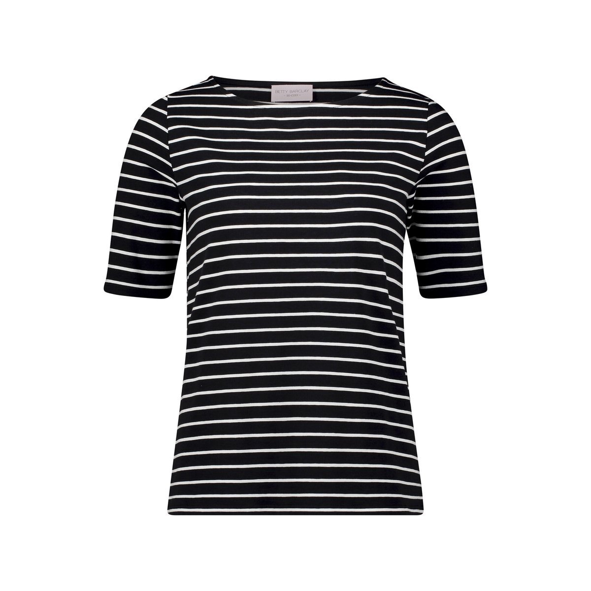 T-shirt à rainures à encolure bateau noir/blanc, BETTY BARCLAY