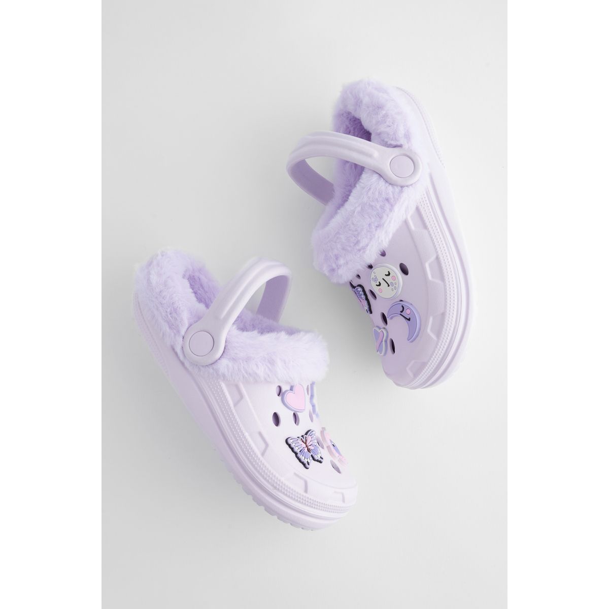 Chaussons sabots fourrés à motif animal papillon violet, NEXT