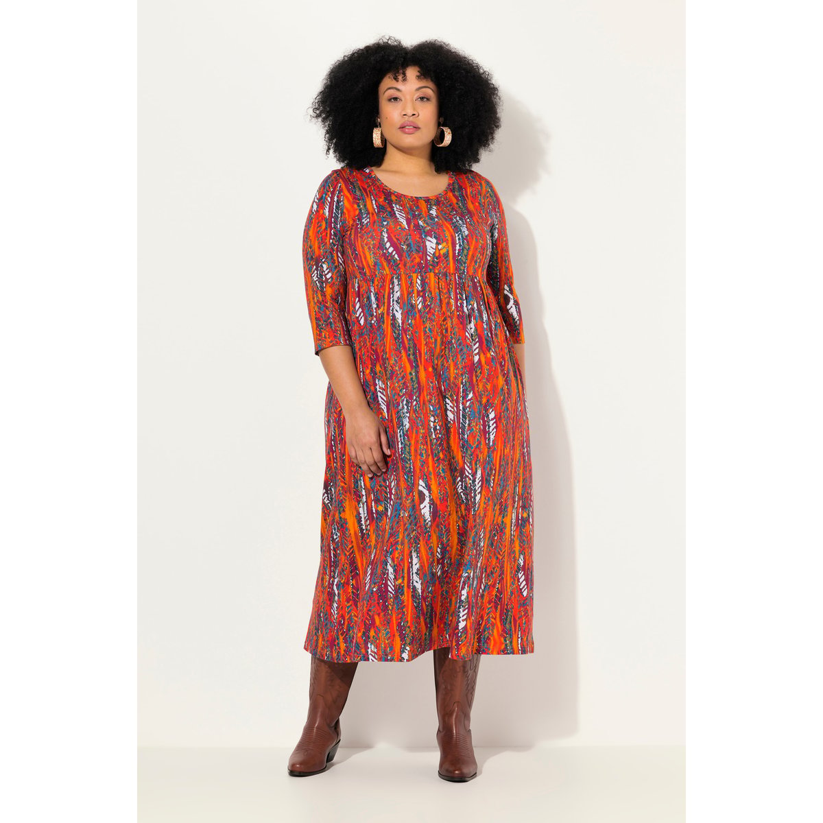 Robe maxi en jersey cannelle, ULLA POPKEN