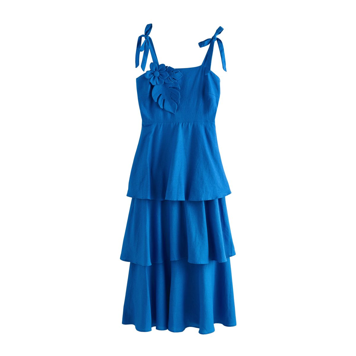 Robe longue en lin avec corsage bleu cobalt, NEXT