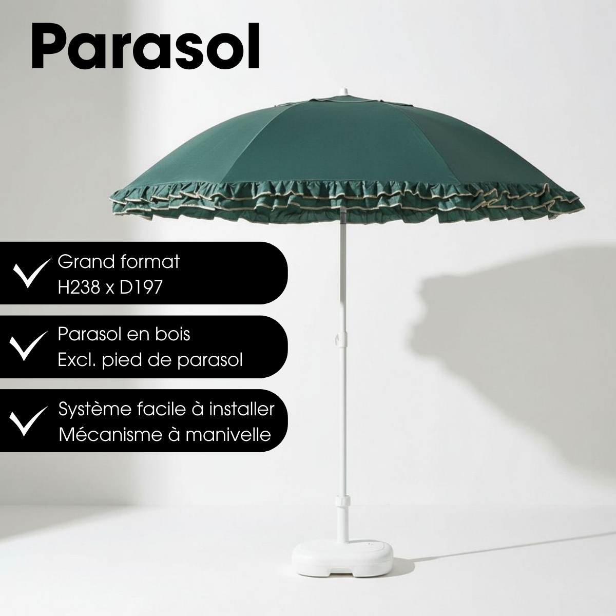 Parasol vert, MICA DECORATIONS