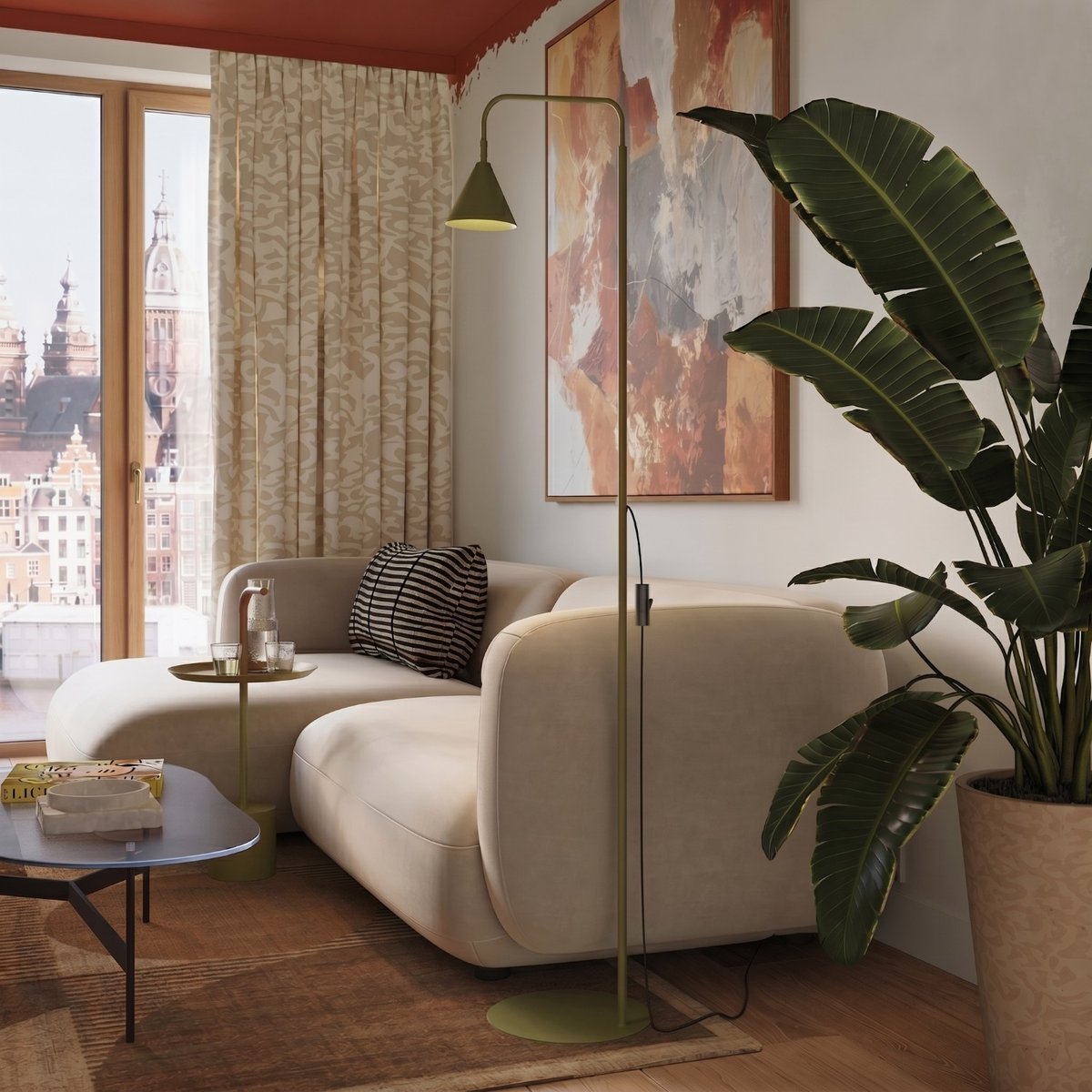 Lampadaire Vert Olive E14 1 NOX vert olive, EDEN