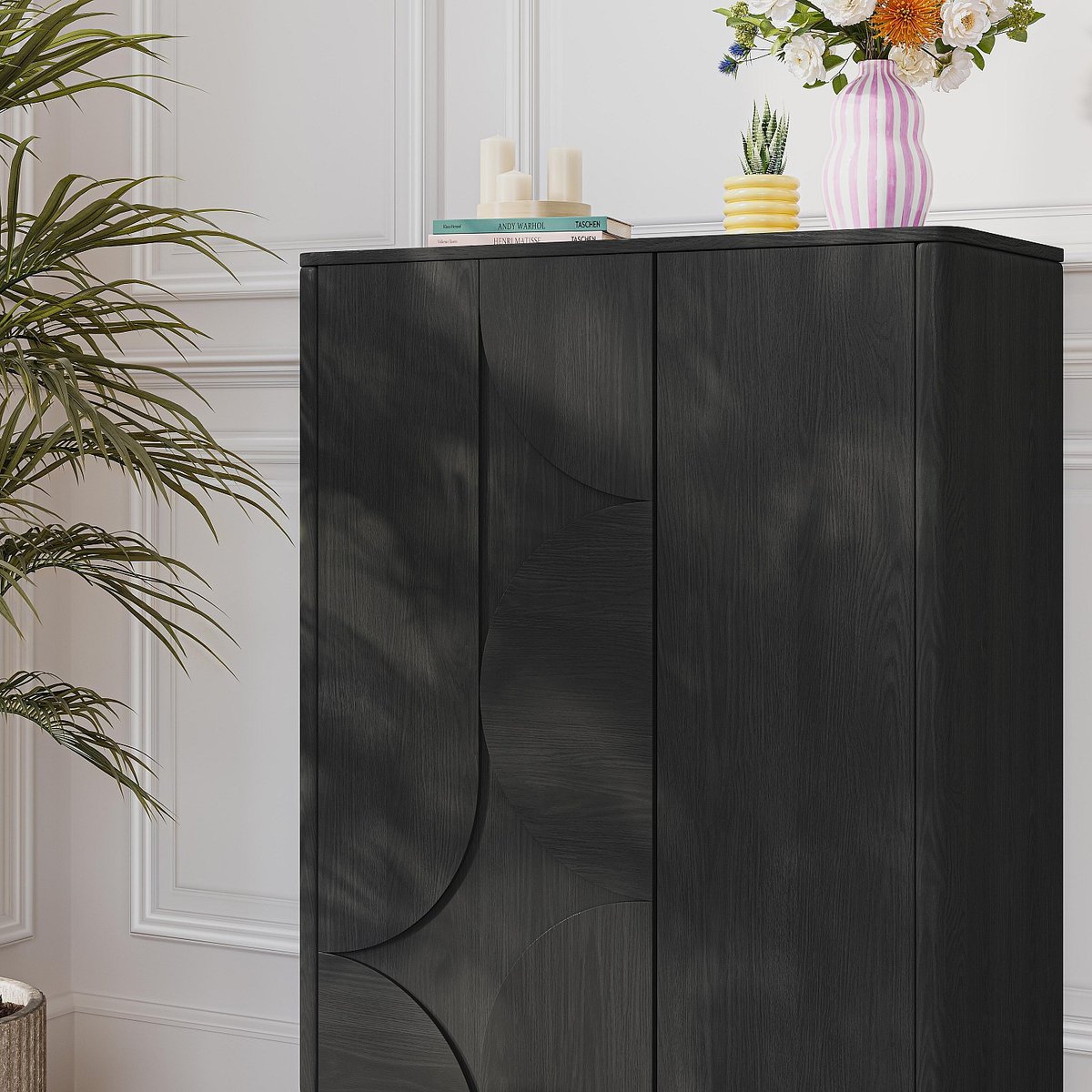 Buffet haut 2 portes en chêne MILORD noir, HABITAT